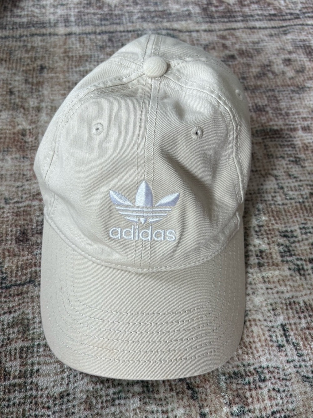 adidas Trefoil Baseball Cap in Beige with White Logo